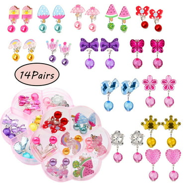 7Pair Lovely Acrylic Earrings Clip-On No Pierced Designs For Children Girl Gif^F